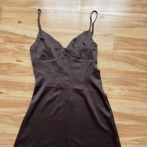 Tilly's West of Melrose Bustier Satin Mini Dress Chocolate Brown Small